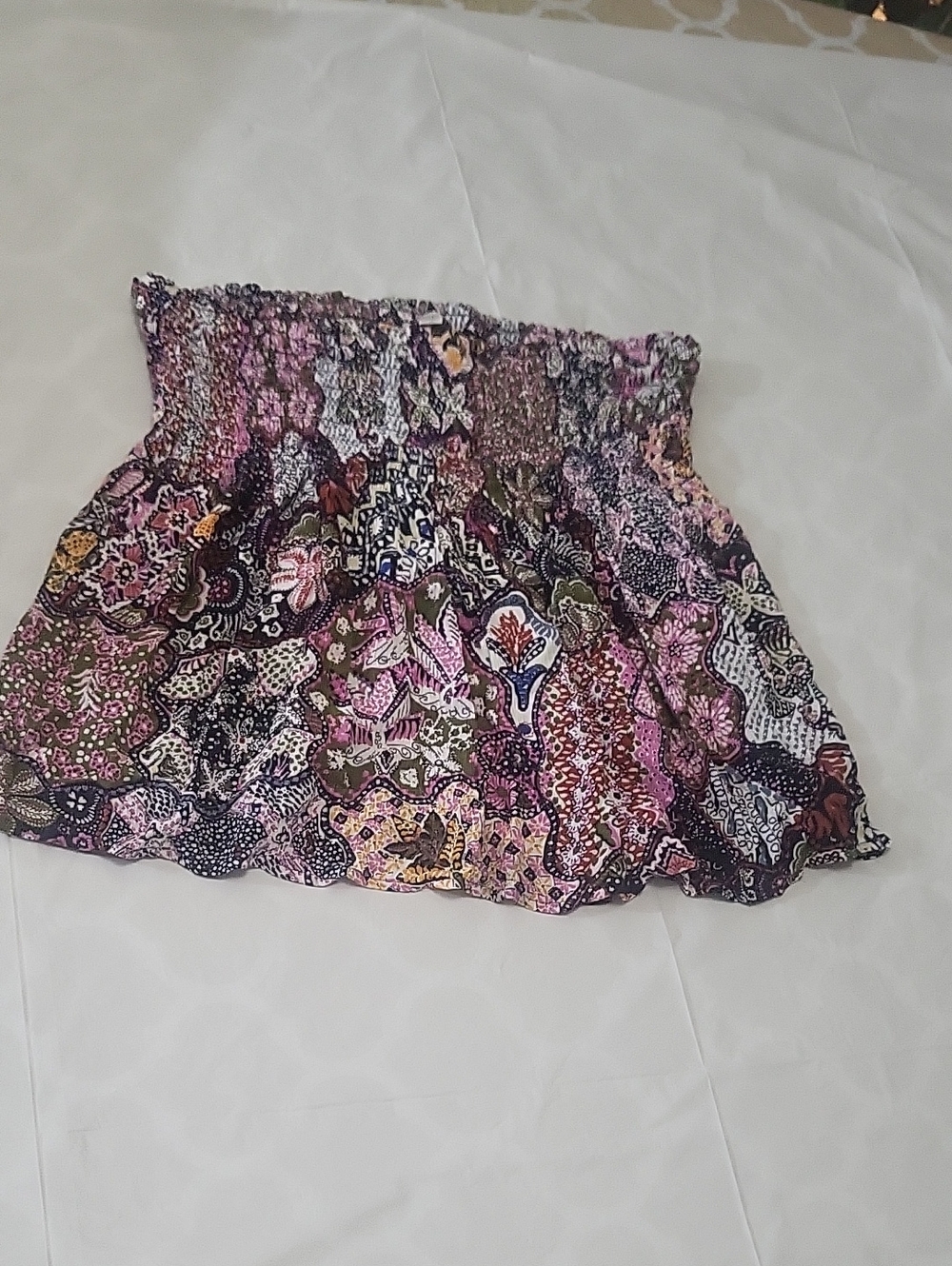 Floral Smocked Tube Skirt - Pink Multi